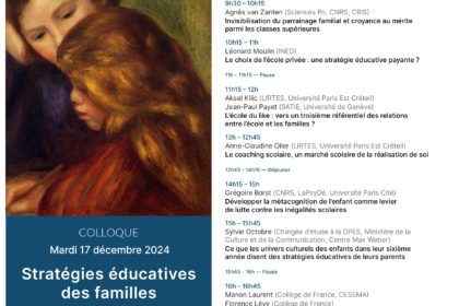 Colloque « Stratégies éducatives des familles » au Collège de France